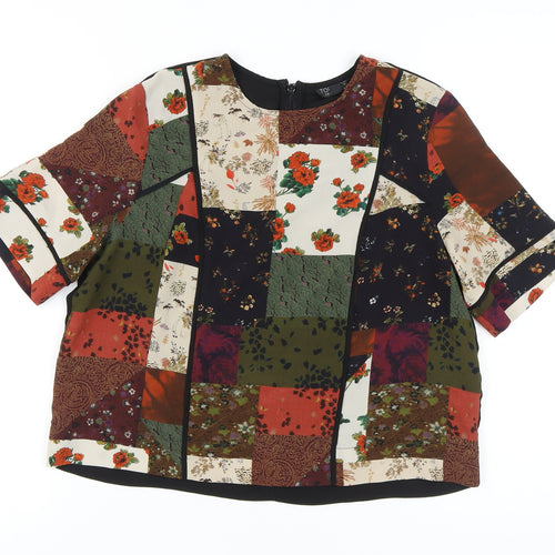 Topshop Women's Multicoloured Floral Top Size 10