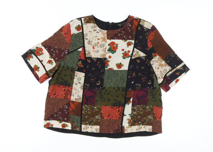 Topshop Women's Multicoloured Floral Top Size 10