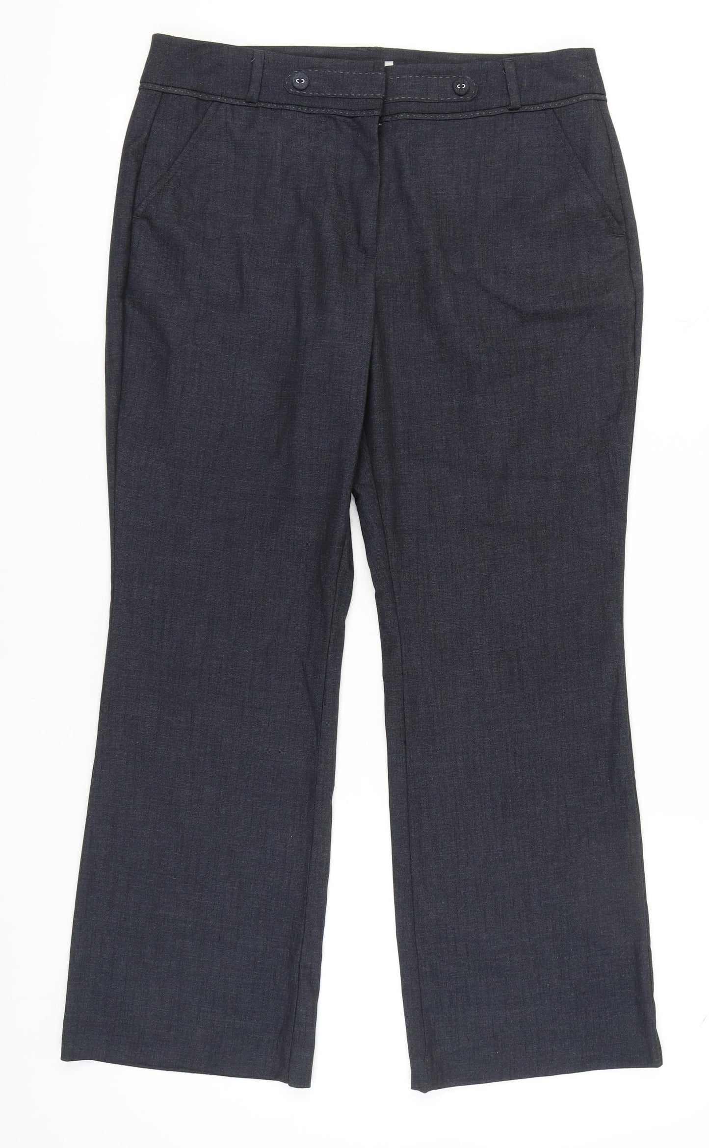 Marks and Spencer Women Blue Slim Fit Trousers Size 14