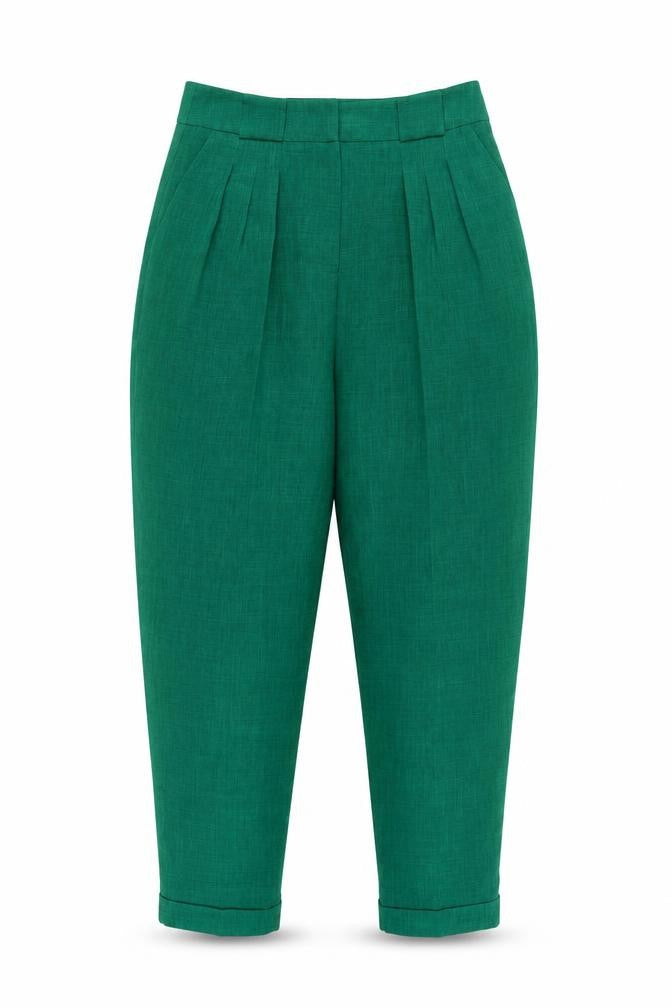 Front view of Miss Selfridge Women's Green Trousers, size 10
