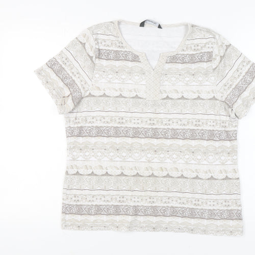 Bonmarché Women's Beige M Geometric T-Shirt