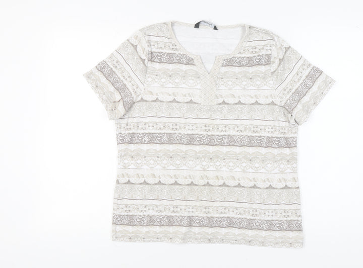 Bonmarché Women's Beige M Geometric T-Shirt