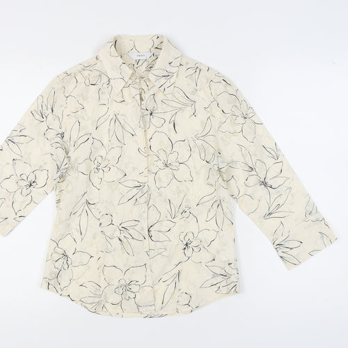 Next Women's Beige Floral Button-Up Shirt UK 10