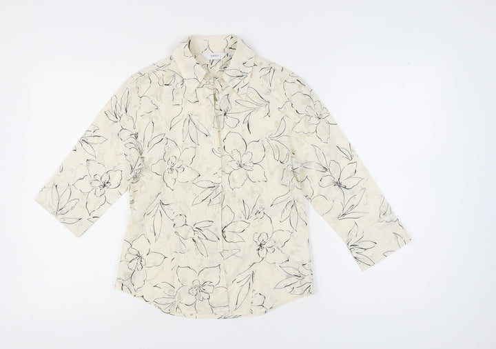Next Women's Beige Floral Button-Up Shirt UK 10