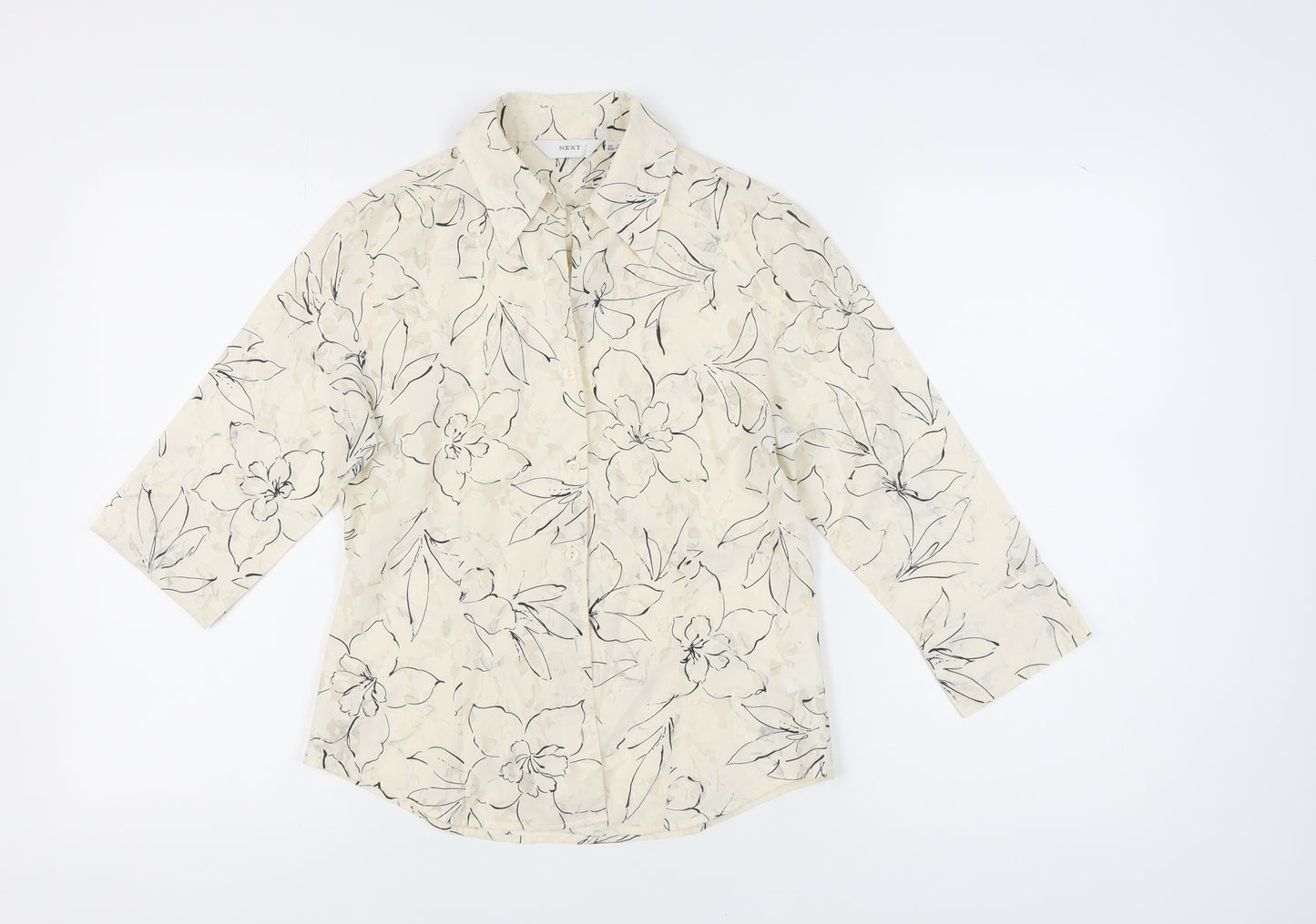 Next Women's Beige Floral Button-Up Shirt UK 10