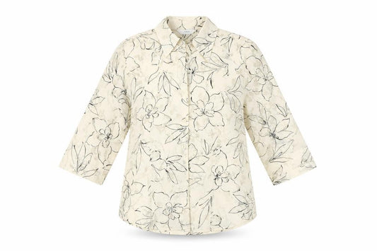 Front view of Next Women's Beige Floral Button-Up Shirt UK 10