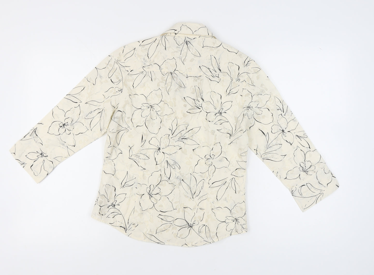 Next Women's Beige Floral Button-Up Shirt UK 10