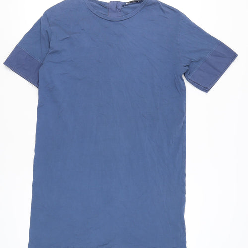Zara Women's Blue M T-Shirt Dress in Cotton