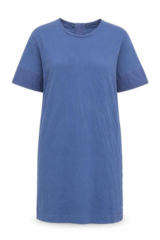 Front view of Zara Women's Blue M T-Shirt Dress in Cotton