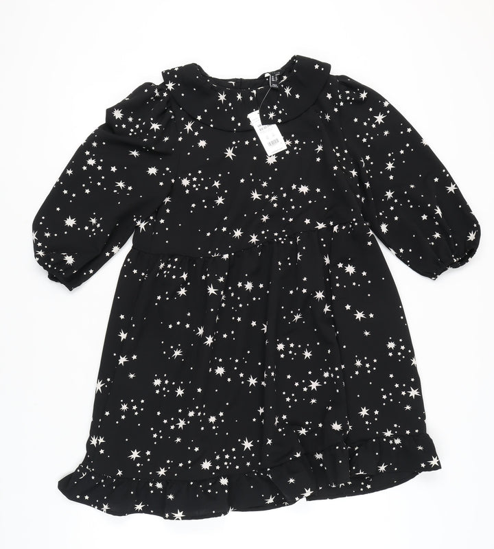 New Look Women's Black Star Pattern Dress, UK 12