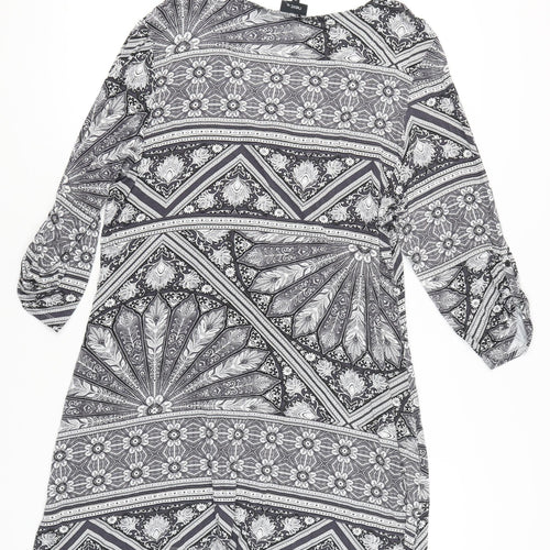 Next Women's Grey Geometric Shift Dress Size 20