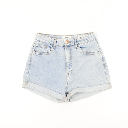 Cotton On Women's Blue High-Rise Mom Shorts Size 10