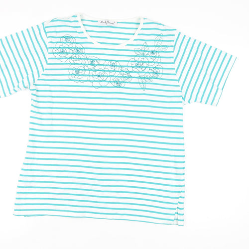 Mudflower Women's Aqua Stripe XL T-Shirt