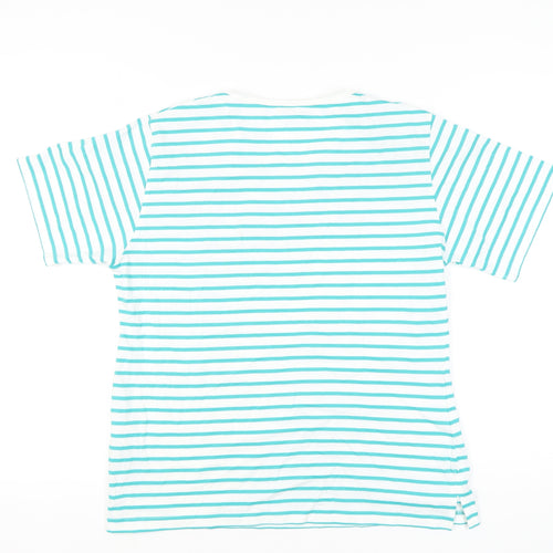 Mudflower Women's Aqua Stripe XL T-Shirt