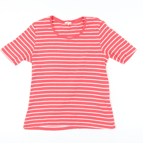 Cotton Traders Women's Red Striped T-Shirt Size 14