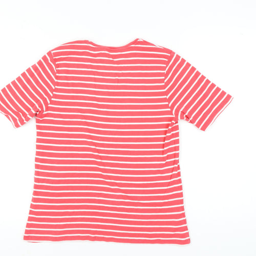 Cotton Traders Women's Red Striped T-Shirt Size 14