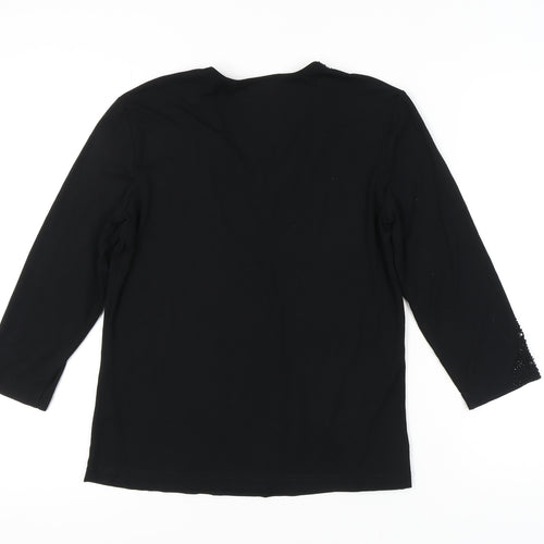 Gerry Weber Women's Black Beaded V-Neck Top, Size 12