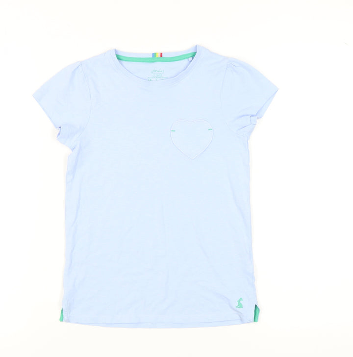 Joules Girls Blue Crew Neck T-Shirt - 9 Years, Heart Accent