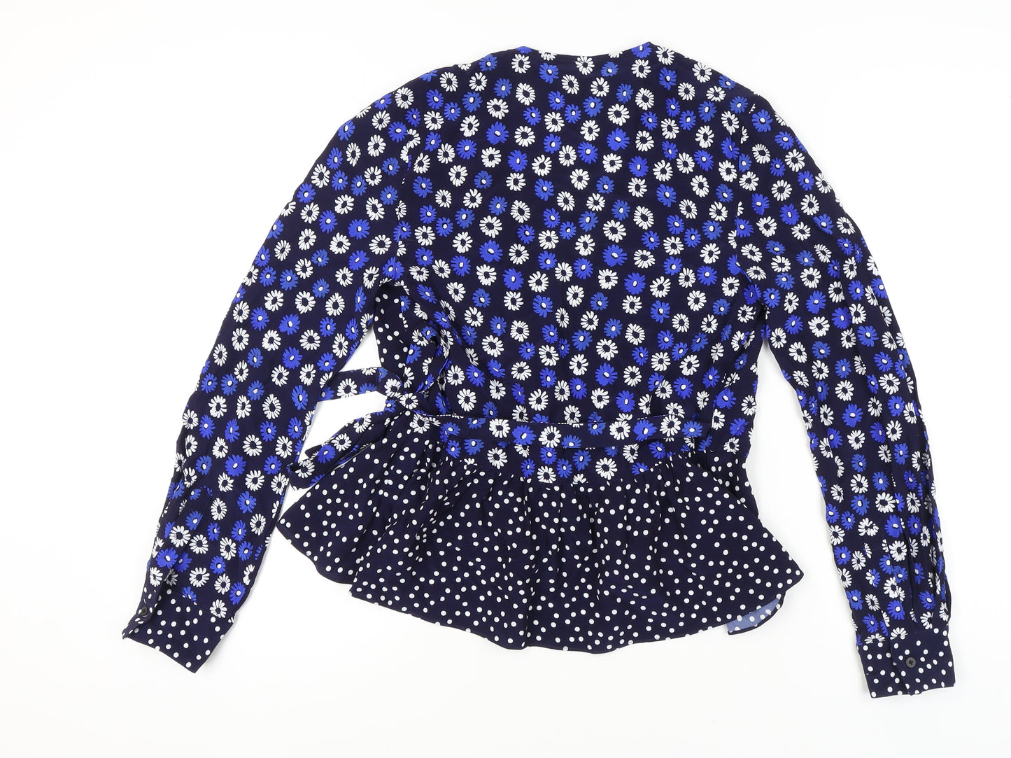 Next Women’s Blue Wrap Blouse, Size 8, Floral Style