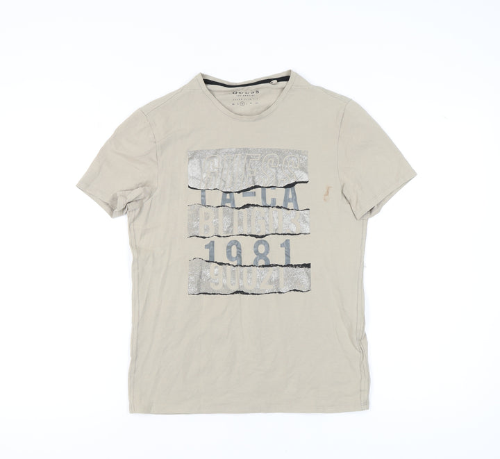 Guess Beige Graphic Slim Men's T-Shirt M