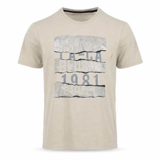 Front view of Guess Beige Graphic Slim Men's T-Shirt M