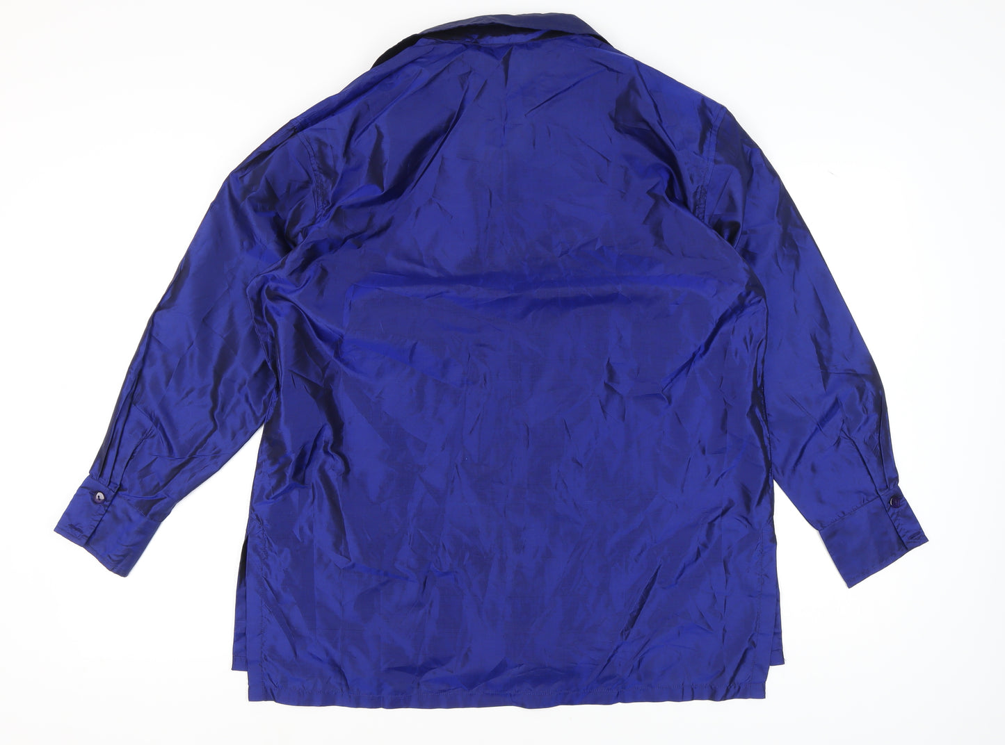 East Women's Blue Silk Button-Up Shirt Size 16