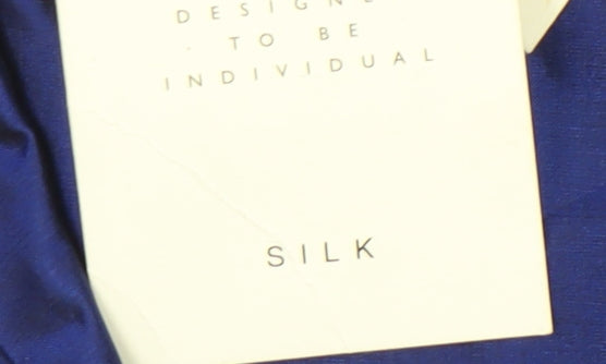 East Women's Blue Silk Button-Up Shirt Size 16