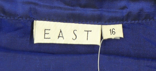East Women's Blue Silk Button-Up Shirt Size 16