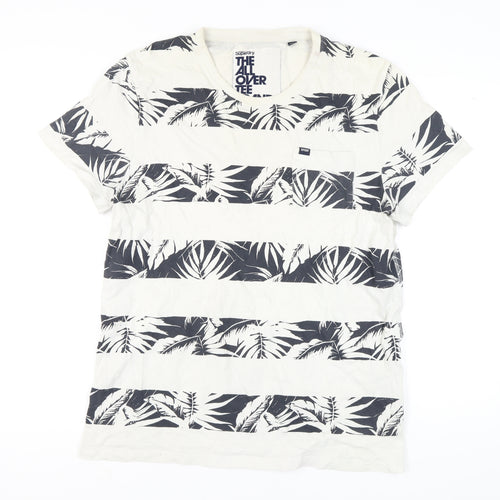 Superdry Men's White 2XL Tropical Striped T-Shirt