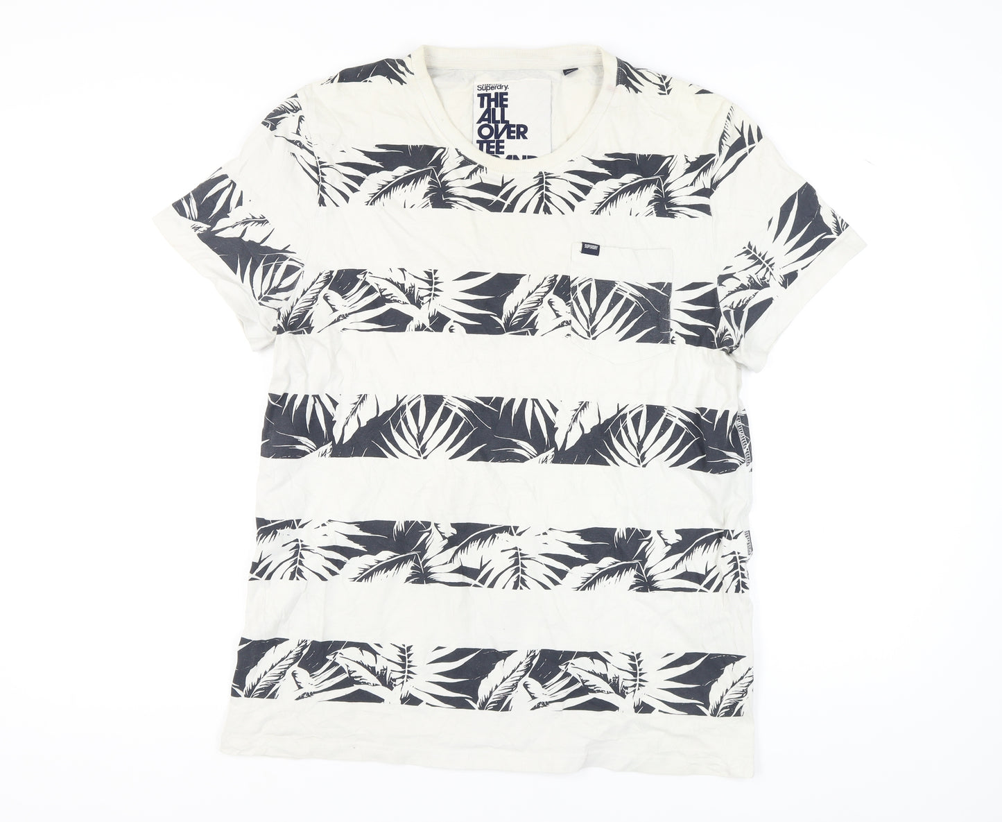 Superdry Men's White 2XL Tropical Striped T-Shirt
