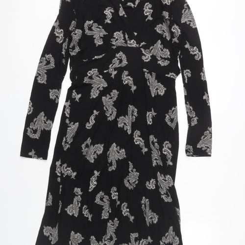 Monsoon Women's Black Paisley Dress Size 12 Long Sleeve