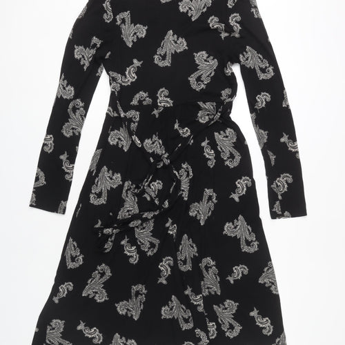 Monsoon Women's Black Paisley Dress Size 12 Long Sleeve
