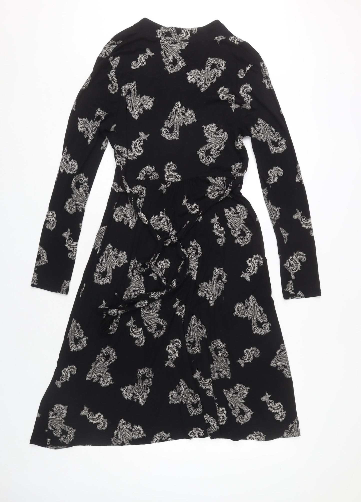Monsoon Women's Black Paisley Dress Size 12 Long Sleeve