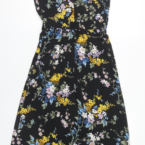 Warehouse Women's Black Floral Jumpsuit 8 Sleeveless