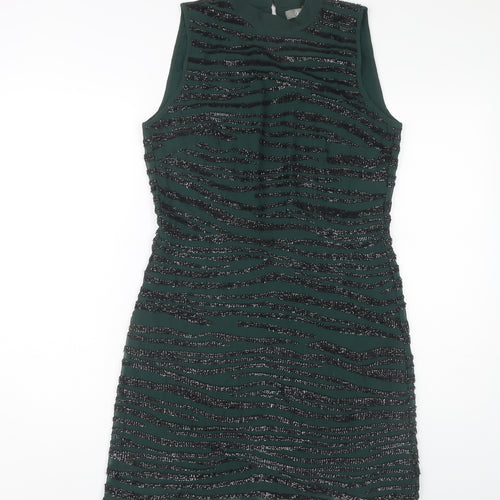 Oasis Women's Green Sleeveless Shift Dress, Size 10