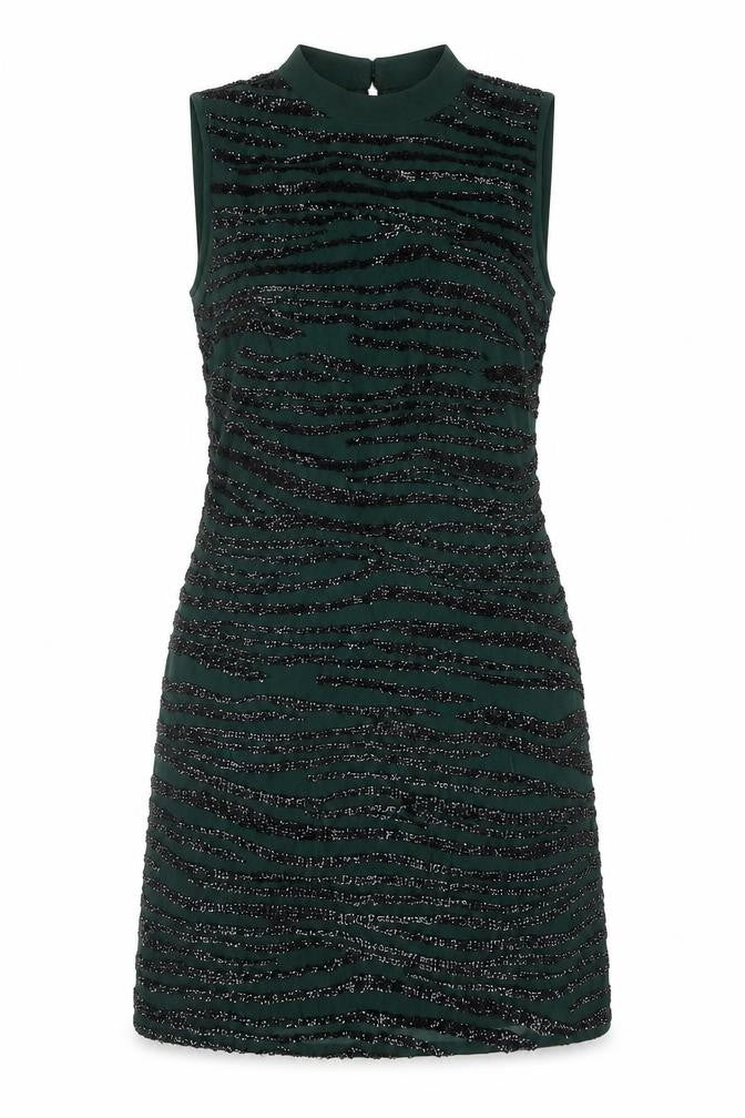 Front view of Oasis Women's Green Sleeveless Shift Dress, size 10