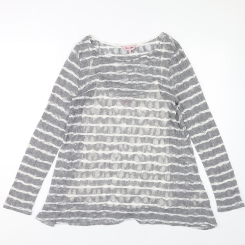 Phase Eight Women's Grey Striped Blouse, Size 12