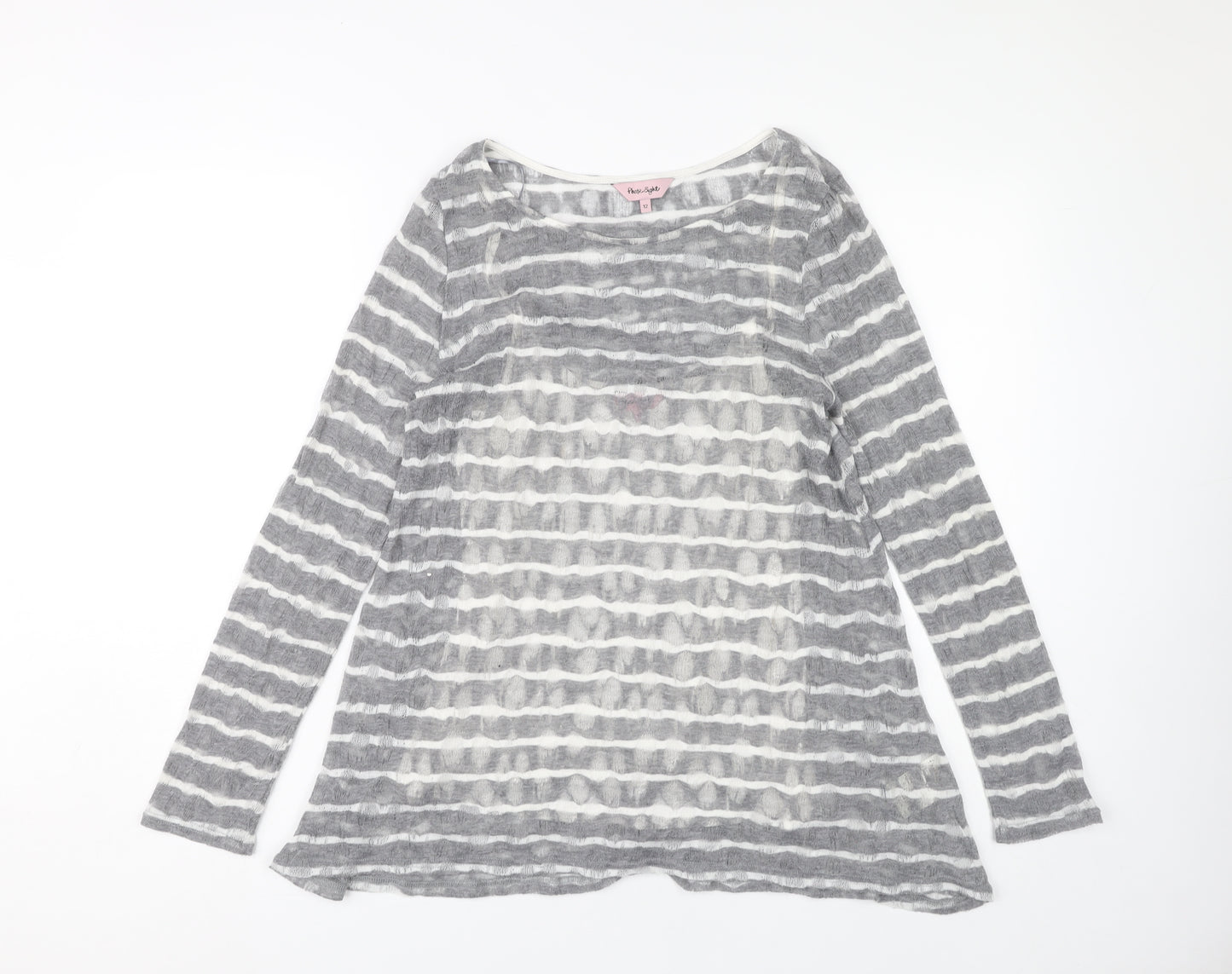Phase Eight Women's Grey Striped Blouse, Size 12