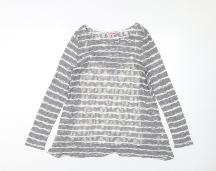 Phase Eight Women's Grey Striped Blouse, Size 12
