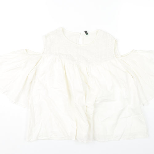 Stile Benetton Women's White Cold Shoulder Blouse