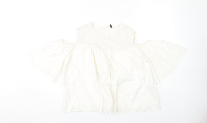 Stile Benetton Women's White Cold Shoulder Blouse