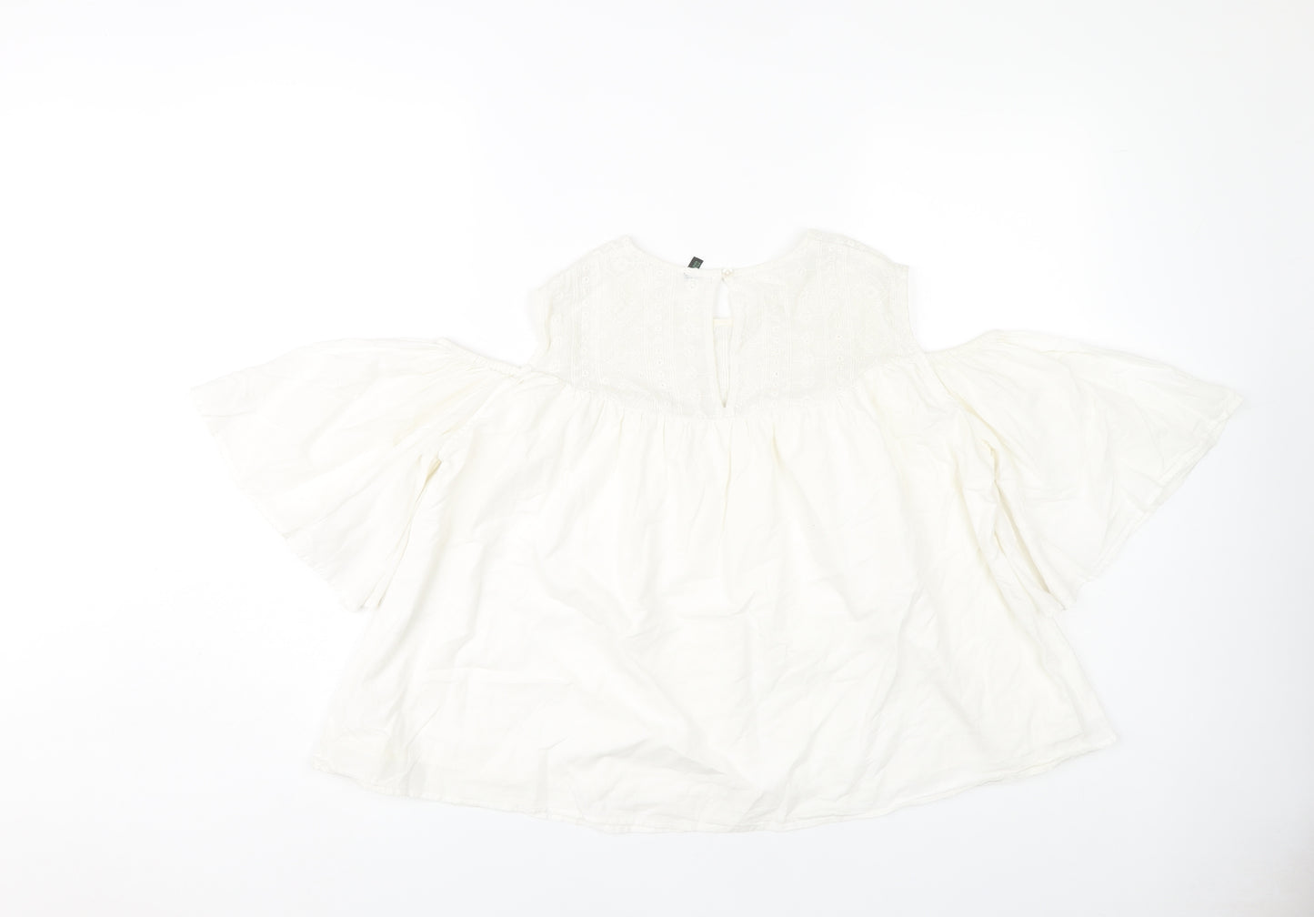 Stile Benetton Women's White Cold Shoulder Blouse