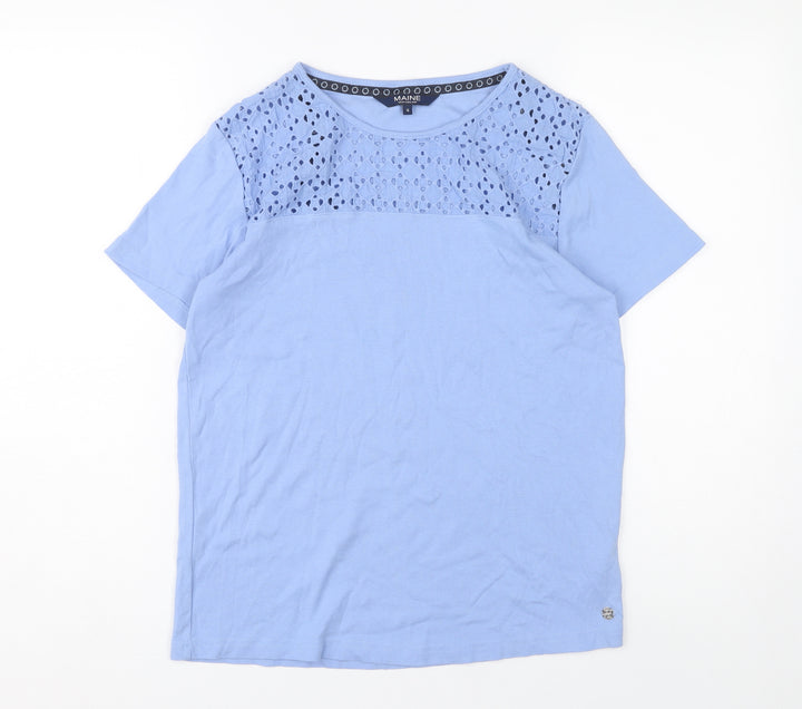 Maine Women's Blue Crochet Accent T-Shirt Size 16