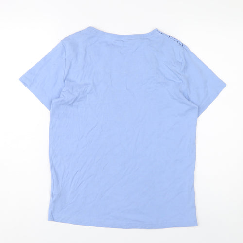 Maine Women's Blue Crochet Accent T-Shirt Size 16