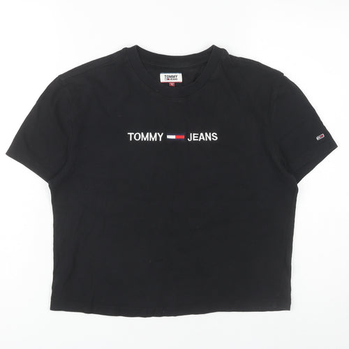 Tommy Jeans Women's Black Cropped T-Shirt Size S