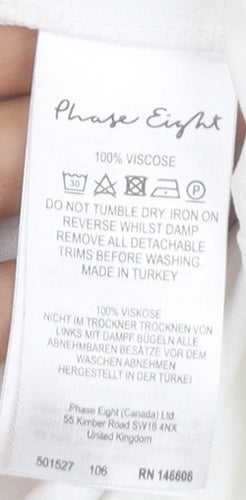 Phase Eight Women's White Blouse, UK 14, 3/4 Sleeve