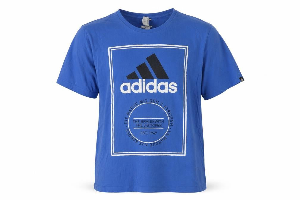 Front view of Adidas Men's Blue XL Logo T-Shirt