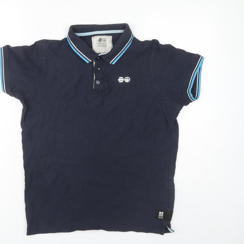Cross Hatch Unisex Blue Polo Shirt S Cotton Casual