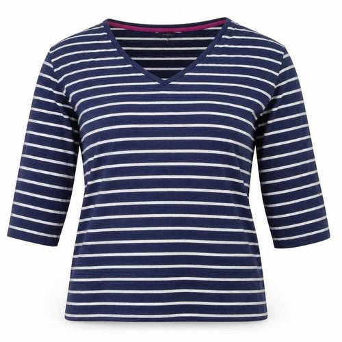 Joules Women's Blue Striped V-Neck T-Shirt Size 12