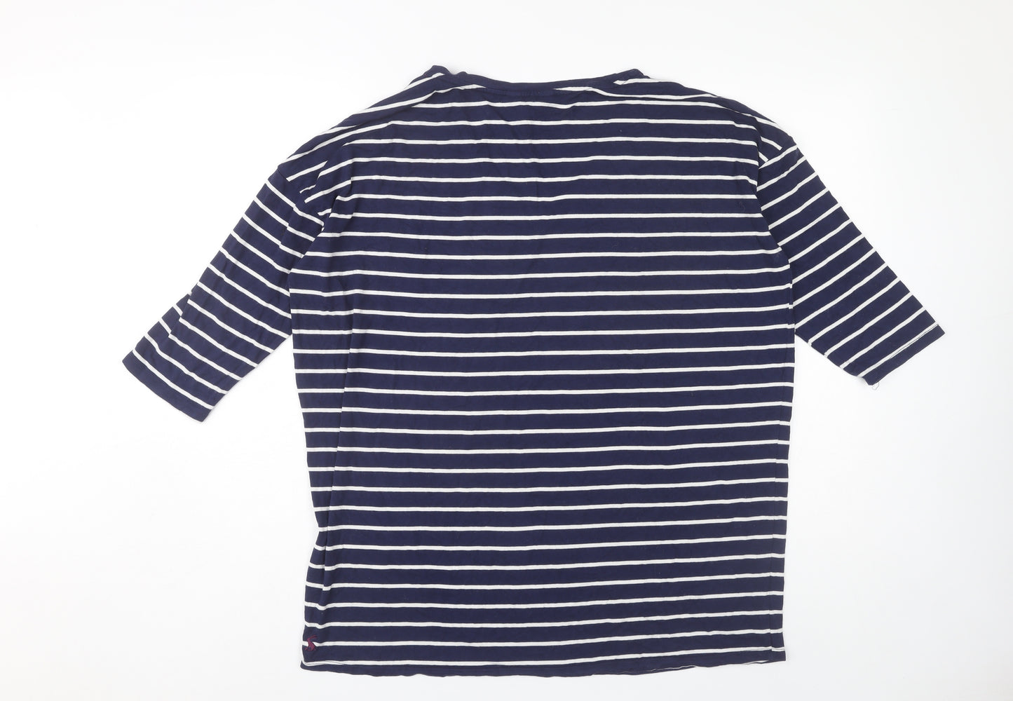 Joules Women's Blue Striped V-Neck T-Shirt Size 12